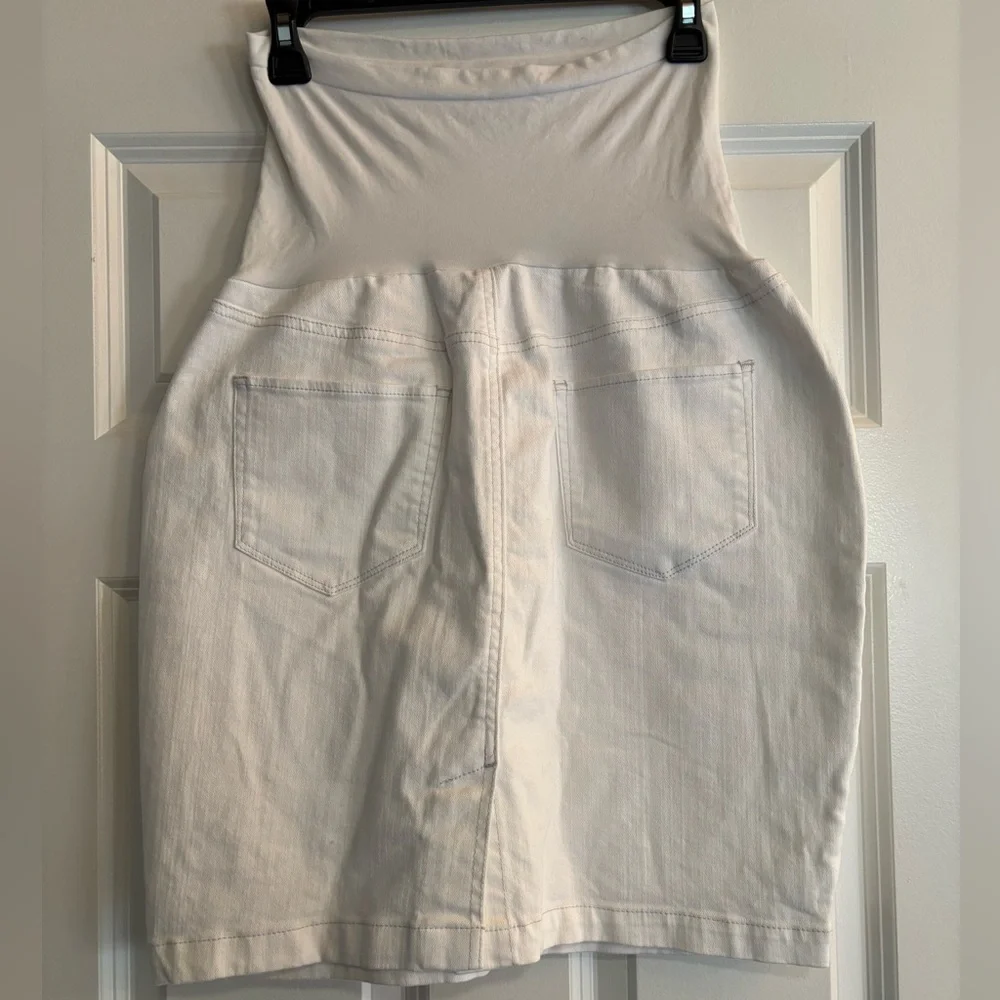 Pea in the Pod Maternity White Jean Skirt, size Large - Picture 6 of 10